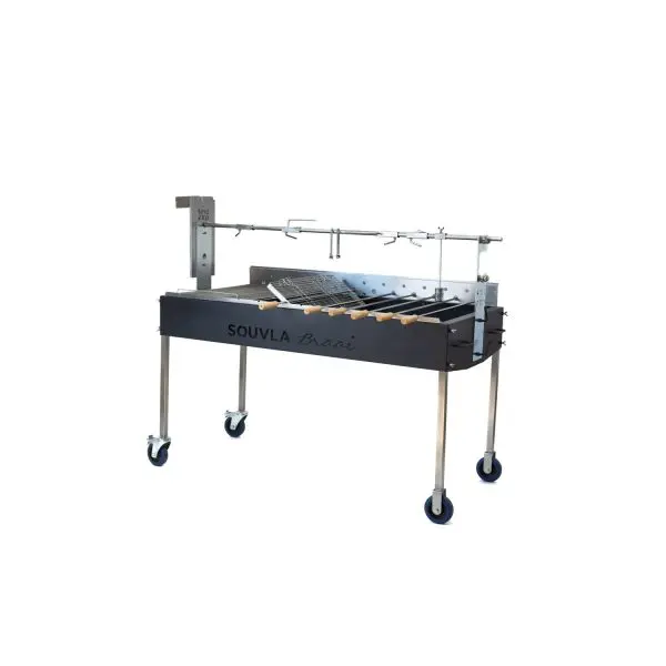 Mild steel spit pro Souvla braai with white background 